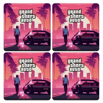 GTA (grand theft auto), ΣΕΤ 4 Σουβέρ ξύλινα τετράγωνα (9cm)