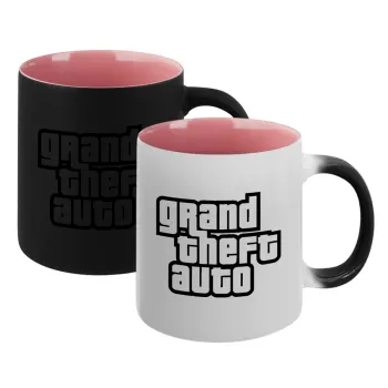 GTA (grand theft auto), Κούπα Μαγική εσωτερικό ΡΟΖ, κεραμική 330ml που αλλάζει χρώμα με το ζεστό ρόφημα
