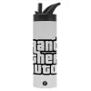 Metallic thermos bottle with straw & handle, stainless steel (Stainless steel 304), double-walled, 600ml.