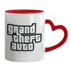 Mug heart red handle, ceramic, 330ml