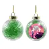 Στολίδι Χριστουγεννιάτικη μπάλα δένδρου διάφανη με πράσινο γέμισμα 8cm