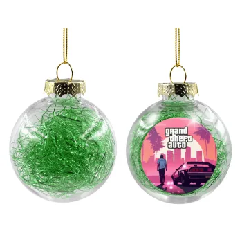 GTA (grand theft auto), Στολίδι Χριστουγεννιάτικη μπάλα δένδρου διάφανη με πράσινο γέμισμα 8cm