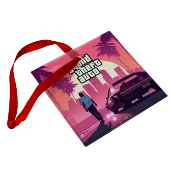 GTA (grand theft auto), Christmas ornament, glass square ornament 9x9cm