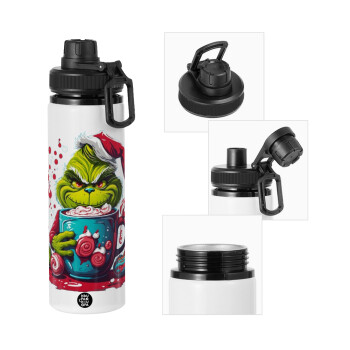 Giggling Grinchy Galore, Metal water bottle with safety cap, aluminum 850ml