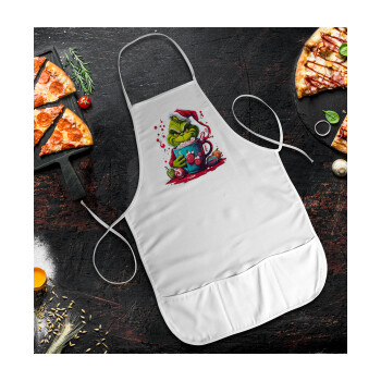 Giggling Grinchy Galore, Ποδιά Σεφ / Σερβιτόρου Ολόσωμη κοντή Ενηλίκων με τσέπες (48x73cm)