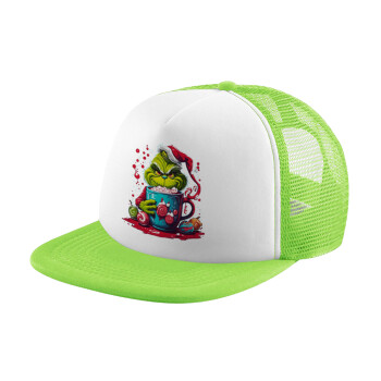 Giggling Grinchy Galore, Καπέλο παιδικό Soft Trucker με Δίχτυ Πράσινο/Λευκό