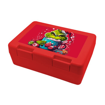 Giggling Grinchy Galore, Children's cookie container RED 185x128x65mm (BPA free plastic)