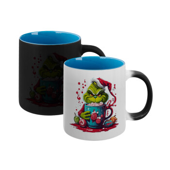 Giggling Grinchy Galore, Κούπα Μαγική εσωτερικό μπλε, κεραμική 330ml που αλλάζει χρώμα με το ζεστό ρόφημα