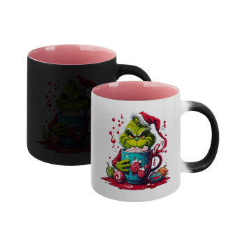 Giggling Grinchy Galore, Κούπα Μαγική εσωτερικό ΡΟΖ, κεραμική 330ml που αλλάζει χρώμα με το ζεστό ρόφημα