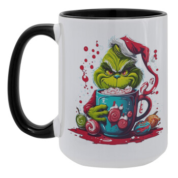 Giggling Grinchy Galore, Κούπα Mega 15oz, κεραμική Μαύρη, 450ml