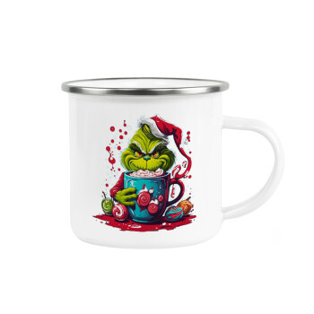 Giggling Grinchy Galore, Metallic enamel cup white 360ml