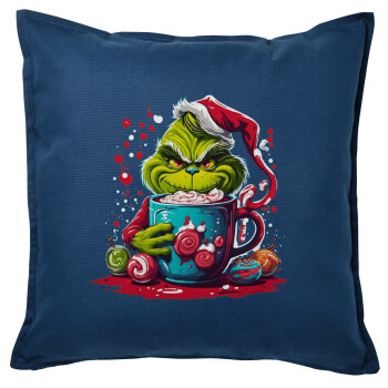 Giggling Grinchy Galore, Sofa cushion Blue 50x50cm includes filling