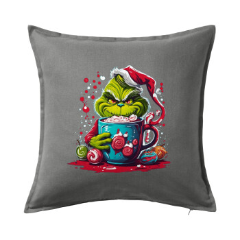 Giggling Grinchy Galore, Sofa cushion Grey 50x50cm includes filling