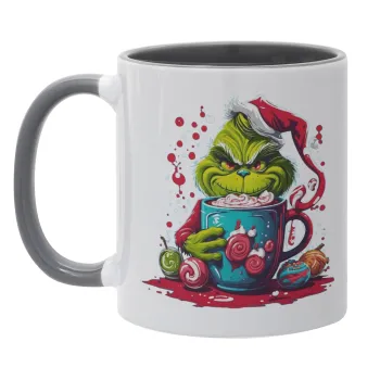 Giggling Grinchy Galore, Κούπα χρωματιστή γκρι, κεραμική, 330ml