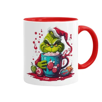 Giggling Grinchy Galore, Κούπα χρωματιστή κόκκινη, κεραμική, 330ml