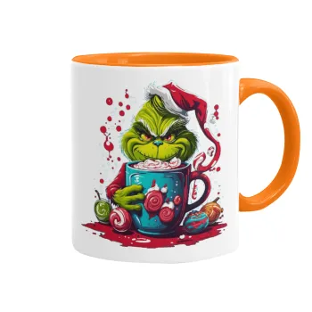 Giggling Grinchy Galore, Mug colored orange, ceramic, 330ml