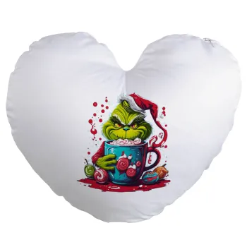 Giggling Grinchy Galore, Μαξιλάρι καναπέ καρδιά 40x40cm περιέχεται το  γέμισμα