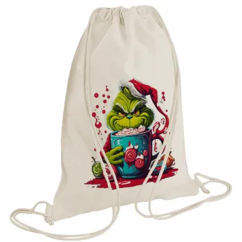 Giggling Grinchy Galore, Τσάντα πλάτης πουγκί GYMBAG natural (28x40cm)