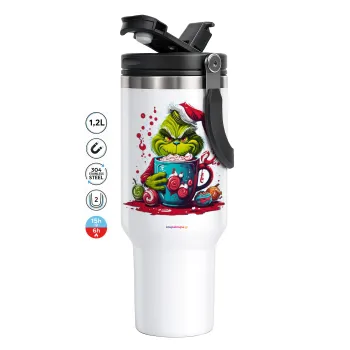 Giggling Grinchy Galore, Mega Tumbler με καπάκι, διπλού τοιχώματος (θερμό) 1,2L