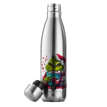 Giggling Grinchy Galore, Μεταλλικό παγούρι θερμός Inox (Stainless steel), διπλού τοιχώματος, 500ml