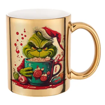 Giggling Grinchy Galore, Κούπα κεραμική, χρυσή καθρέπτης, 330ml