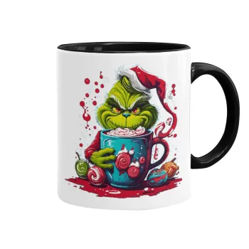 Giggling Grinchy Galore, Κούπα χρωματιστή μαύρη, κεραμική, 330ml