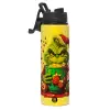 Metallic water bottle with safety lid, 850ml aluminum