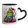 Mug heart black handle, ceramic, 330ml