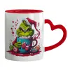 Mug heart red handle, ceramic, 330ml