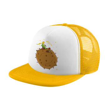 Ο μικρός πρίγκιπας planet, Καπέλο Soft Trucker με Δίχτυ Κίτρινο/White 