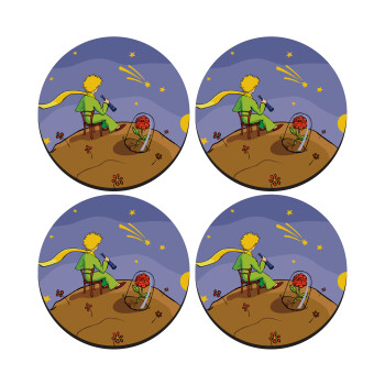 The Little prince planet, SET of 4 round wooden coasters (9cm)