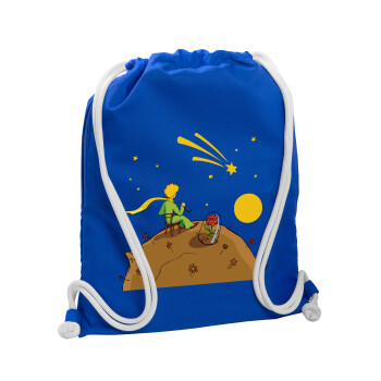 The Little prince planet, Τσάντα πλάτης πουγκί GYMBAG Μπλε, με τσέπη (40x48cm) & χονδρά κορδόνια