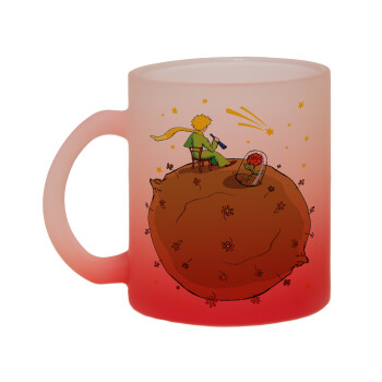 The Little prince planet, Κούπα γυάλινη δίχρωμη με βάση το κόκκινο ματ, 330ml