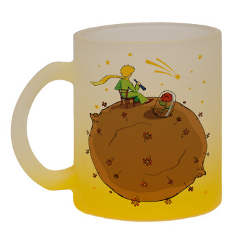 The Little prince planet, Κούπα γυάλινη δίχρωμη με βάση το κίτρινο ματ, 330ml