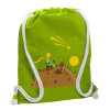 Backpack bag GYMBAG LIME GREEN, with pocket (40x48cm) & thick cords