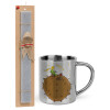 Easter Set, metallic thermal cup (300ml) & Easter aromatic flat candle (30cm) (GRAY)
