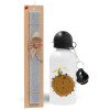 Easter Set, metallic aluminum water bottle (500ml) & aromatic flat Easter candle (30cm) (GRAY)