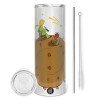 Tumbler stainless steel 600ml, with metal straw & cleaning brush