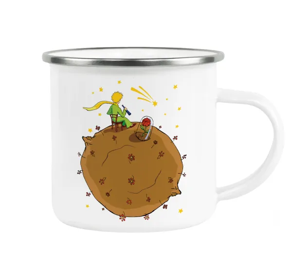 The Little prince planet — Metallic enamel cup white 360ml