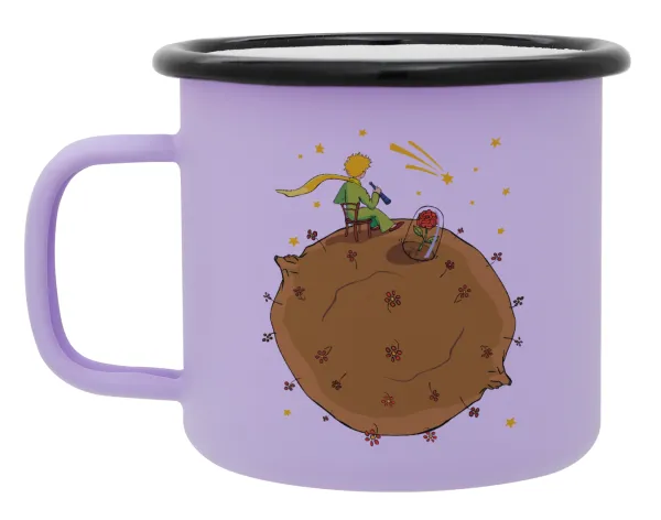 The Little prince planet — Metal enamel mug, matte light pastel purple, 360ml