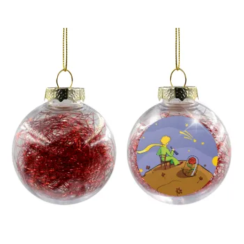 The Little prince planet, Transparent Christmas tree ball ornament with red filling 8cm