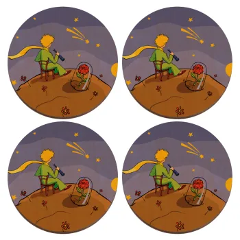 The Little prince planet, ΣΕΤ x4 Σουβέρ ξύλινα στρογγυλά plywood (9cm)