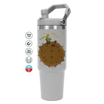 Ο μικρός πρίγκιπας planet, ΓΚΡΙ χρώματος Θερμός Ανοξείδωτο 890ml (30oz) με χερούλι