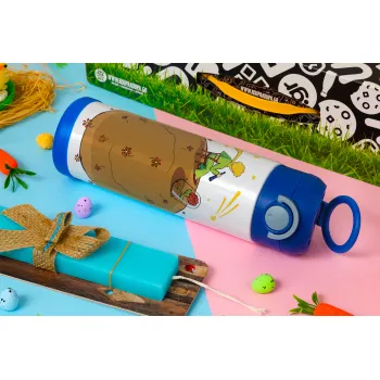 Ο μικρός πρίγκιπας planet, Πασχαλινή Λαμπάδα με Παιδικό παγούρι θερμό, ανοξείδωτο, με καλαμάκι ασφαλείας, ΜΠΛΕ (500ml)