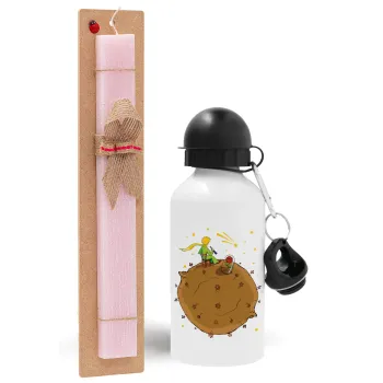 The Little prince planet, Easter Set, metallic aluminum bottle (500ml) & aromatic flat Easter candle (30cm) (PINK)