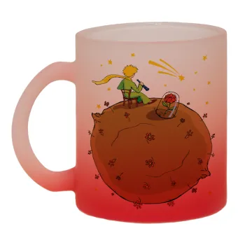 Ο μικρός πρίγκιπας planet, Κούπα γυάλινη δίχρωμη με βάση το κόκκινο ματ, 330ml