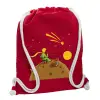 Τσάντα πλάτης πουγκί GYMBAG Κόκκινη, με τσέπη (40x48cm) & χονδρά κορδόνια