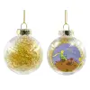 Transparent Christmas tree ball ornament with gold filling 8cm