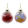 Transparent Christmas tree ball ornament with red filling 8cm
