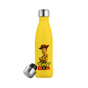 Woody cowboy, Μεταλλικό παγούρι θερμός Κίτρινος (Stainless steel), διπλού τοιχώματος, 500ml